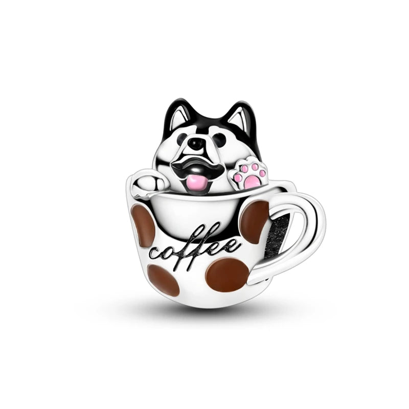 Original 925 Sterling Silver Charms Beads Cute Cat Dog Tiger Koala Animal Charm Pendant For Women Fine DIY Birthday Jewelry Gift