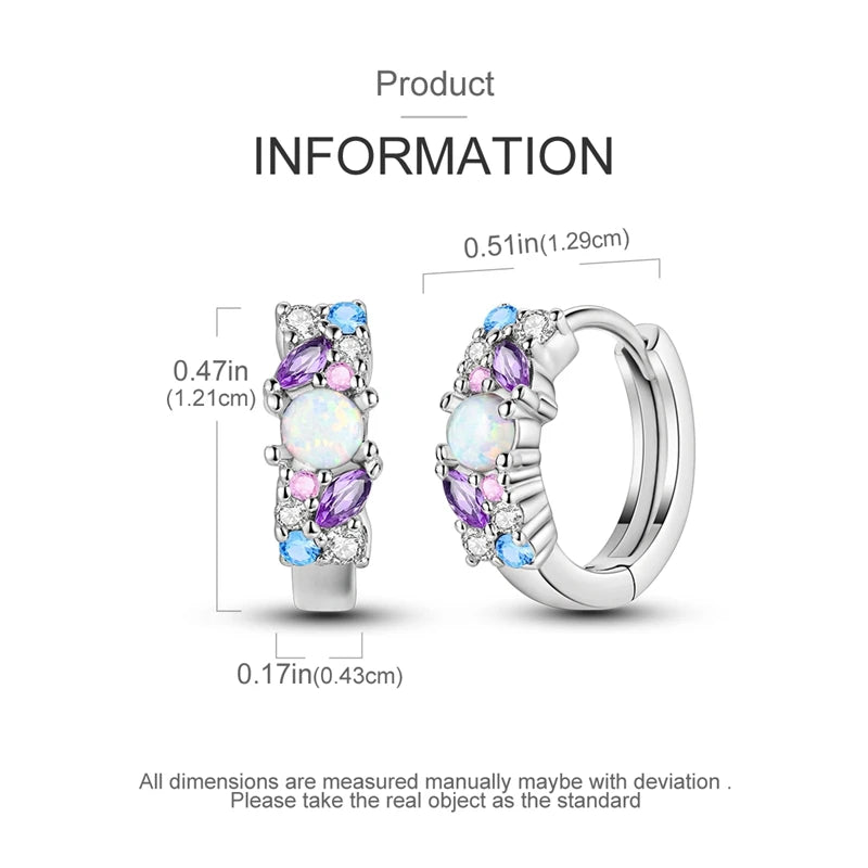 925 Sterling Silver Colored Zirconium Stars Hoop Earrings For Women Jewelry Anniversary WeddingMaking Jewelry Gift