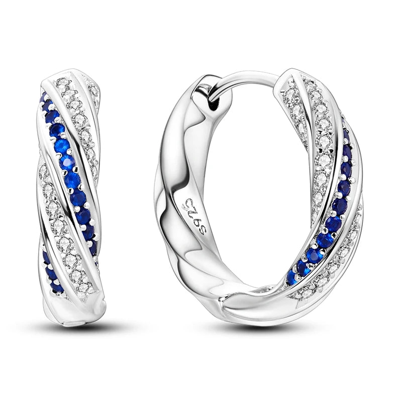 925 Sterling Silver Colored Zirconium Stars Hoop Earrings For Women Jewelry Anniversary WeddingMaking Jewelry Gift