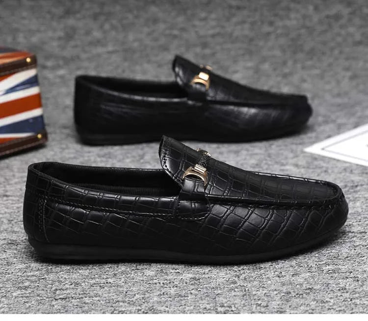 Autumn trend of 2025 men's bean shoes checkerboard casual men's shoes compound Leather men's flat shoes men's driving Size 39-46
