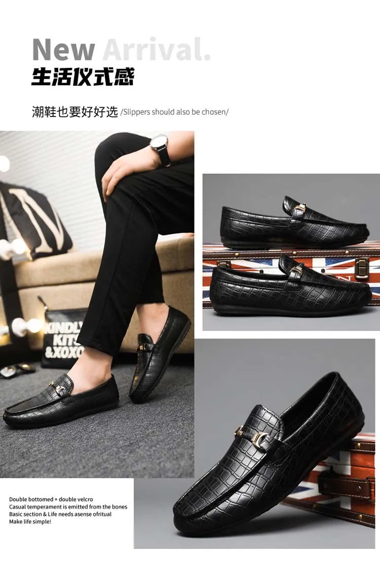 Autumn trend of 2025 men's bean shoes checkerboard casual men's shoes compound Leather men's flat shoes men's driving Size 39-46