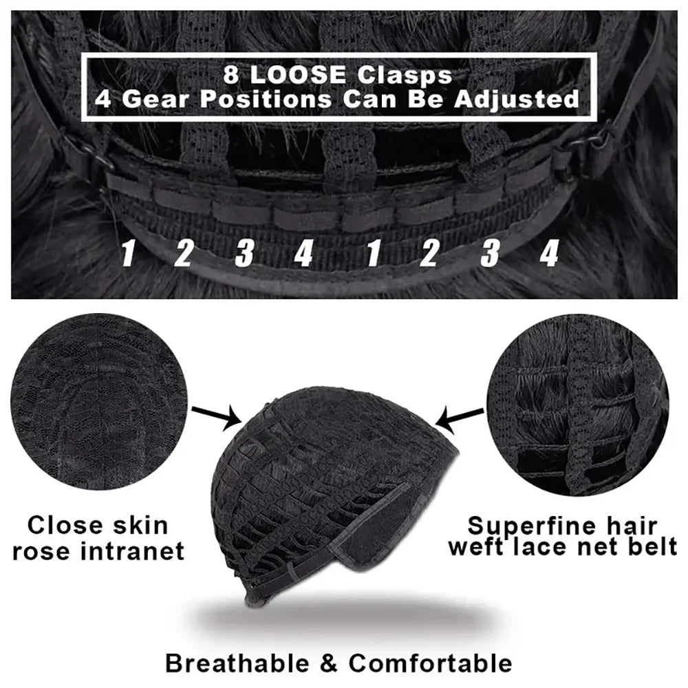 12 Inch Natural Synthetic Wigs for Women Short Black Gradient Gold Wig Heat Resistant Hair For Daily Use Festival Ball Halloween