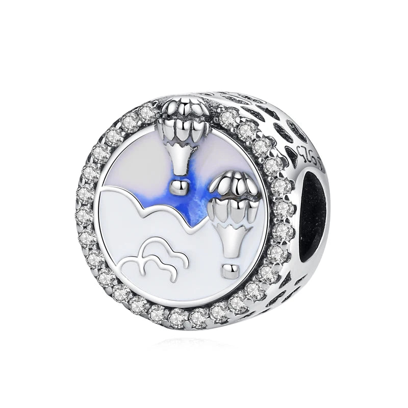 Original 925 Sterling Silver Charms Camera Suitcase London Bus Love Heart Beads Fit Bracelets Necklaces DIY Jewelry Women
