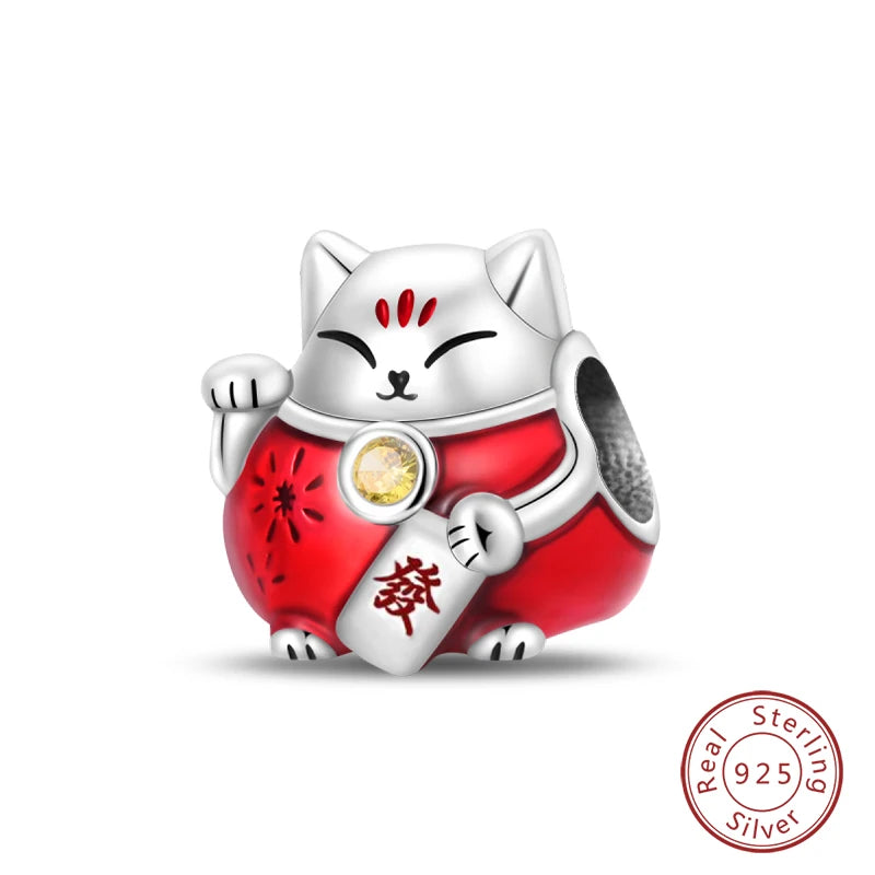 Original 925 Sterling Silver Red Charm Beads Red Wine Chili Dumbbell Pendant For Women Fit DIY Bracelet Birthday Jewelry Gift
