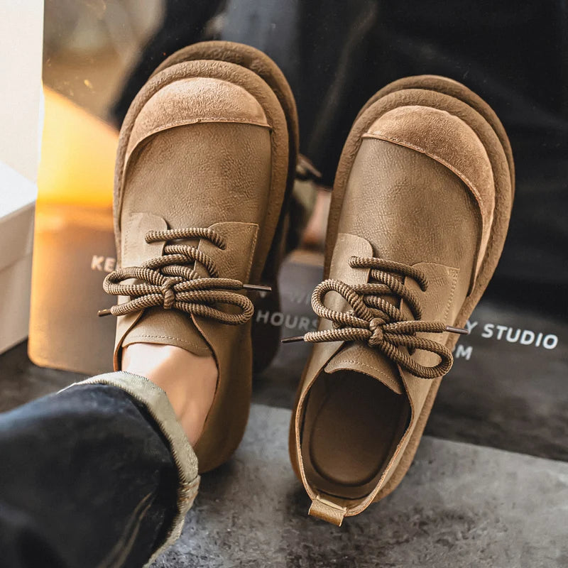 Men's Casual Shoes Comfortable Retro Men's Leather Casual Shoes Men's Fashion Retro Flat Boots for Men Shoes