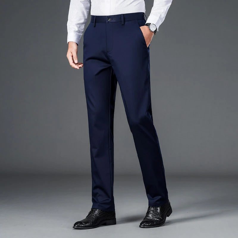 Men's smart casual pants elastic sports men's quick drying pants spring and autumn straight leg office black navy blue work pant