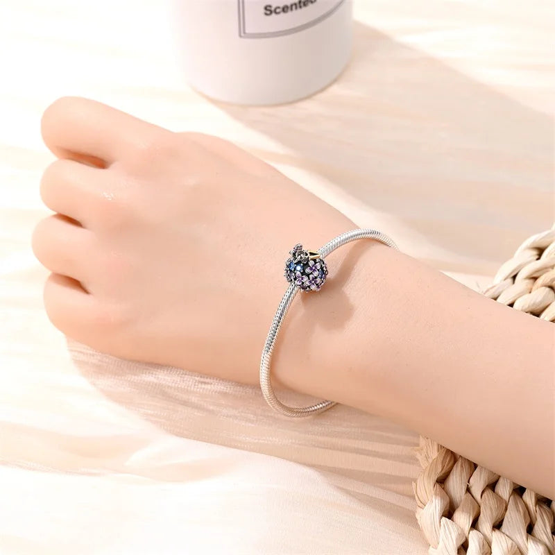 Original S925 Silver Romantic Pink Crown Perfume Bottle Charms Beads Fit Qikaola Bracelets Fine DIY Jewelry Valentine's Day Gift