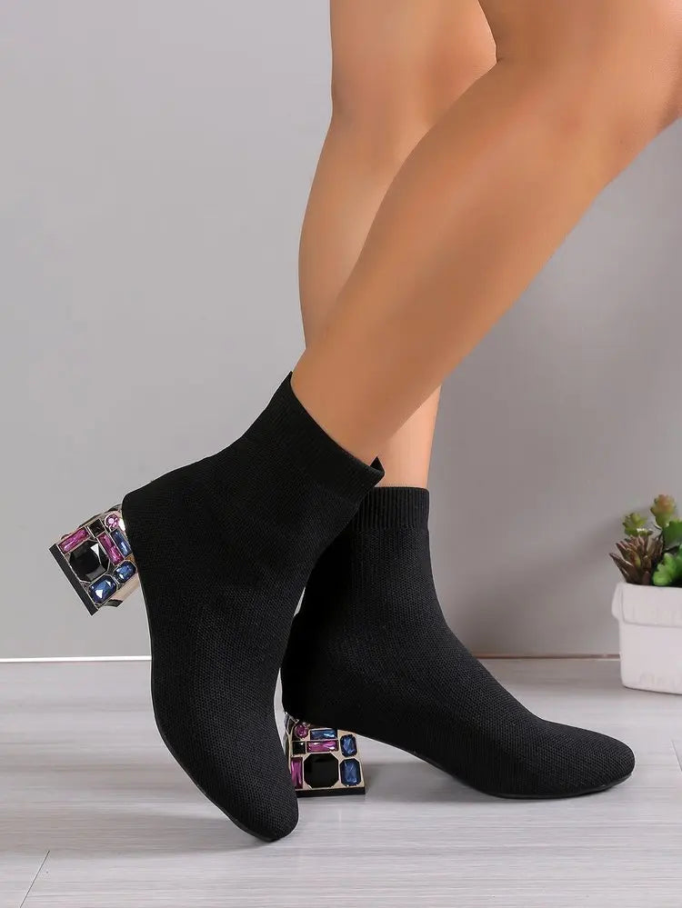 Elastic Socks Boots Women Fashion Ankle Boots Woman High Heel Thicks Heel Short Boots Ladies Sexy Platform Shoes Women Boot