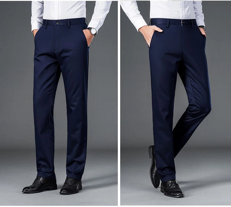 Men's smart casual pants elastic sports men's quick drying pants spring and autumn straight leg office black navy blue work pant