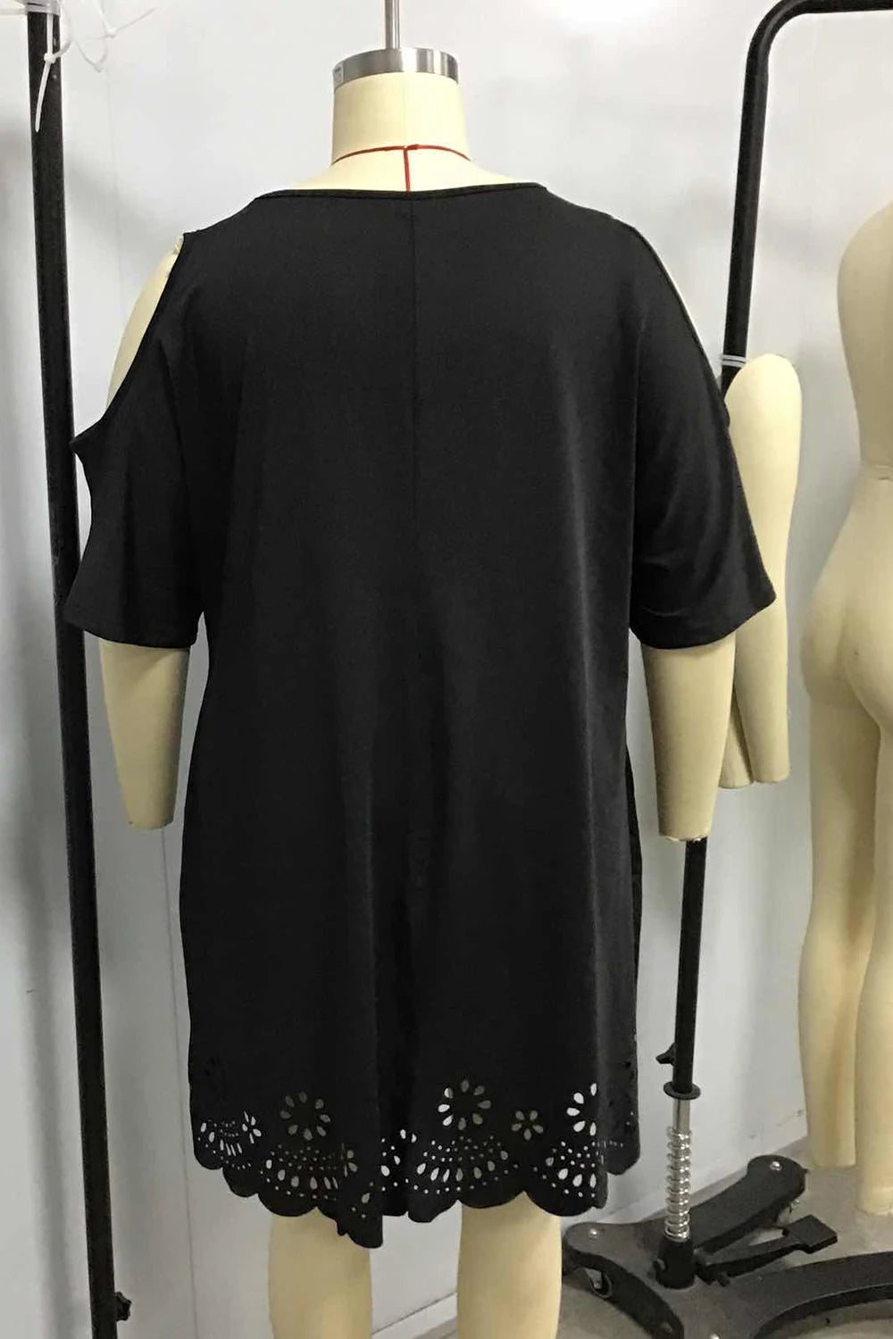 Women Plus Size Elegant Mini Dress Short Sleeve Sequined V Neck Hollow Out Straight Soft Casual Summer Loose Dresses for Women