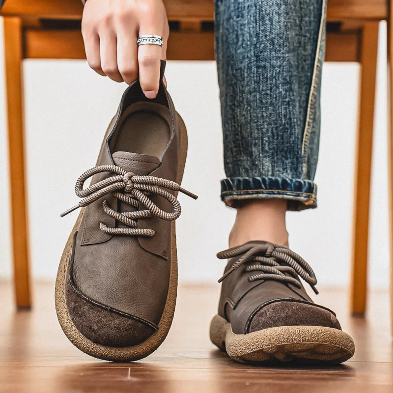 Men's Casual Shoes Comfortable Retro Men's Leather Casual Shoes Men's Fashion Retro Flat Boots for Men Shoes