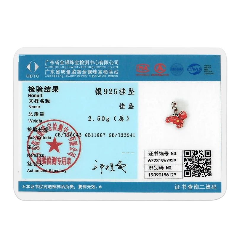 Original 925 Sterling Silver Charms Beads Blue Crab Red Lobster Charms Pendant For Women Fine DIY Bracelet Jewelry Gifts