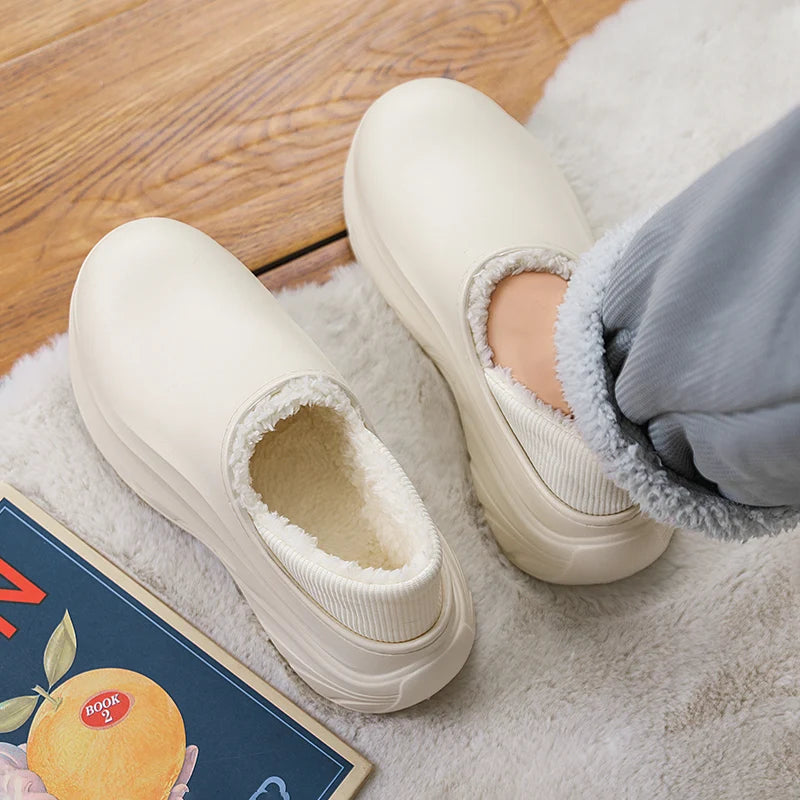 Unisex Home Slipper 2024 New  Winter Waterproof EVA Slippers Plush Warm Lining  Man House Warm Clogs High Quality Women Shoe