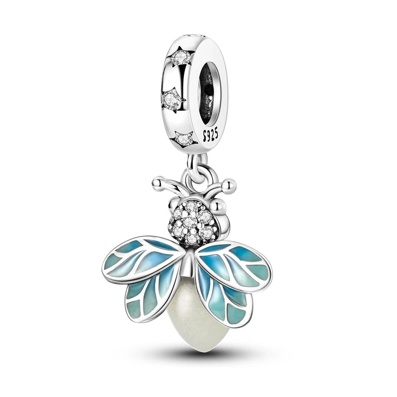 925 Sterling Silver Chameleon Luminous Firefly Butterfly Charms Beads Fit Qikaola 925 Original Bracelets Fine DIY Jewelry Making