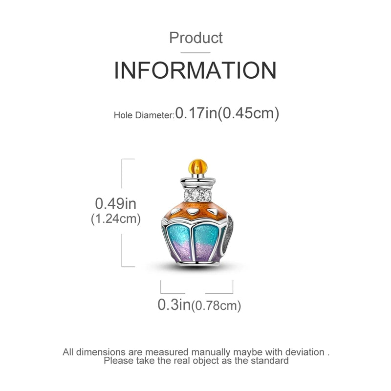 Original S925 Silver Romantic Pink Crown Perfume Bottle Charms Beads Fit Qikaola Bracelets Fine DIY Jewelry Valentine's Day Gift