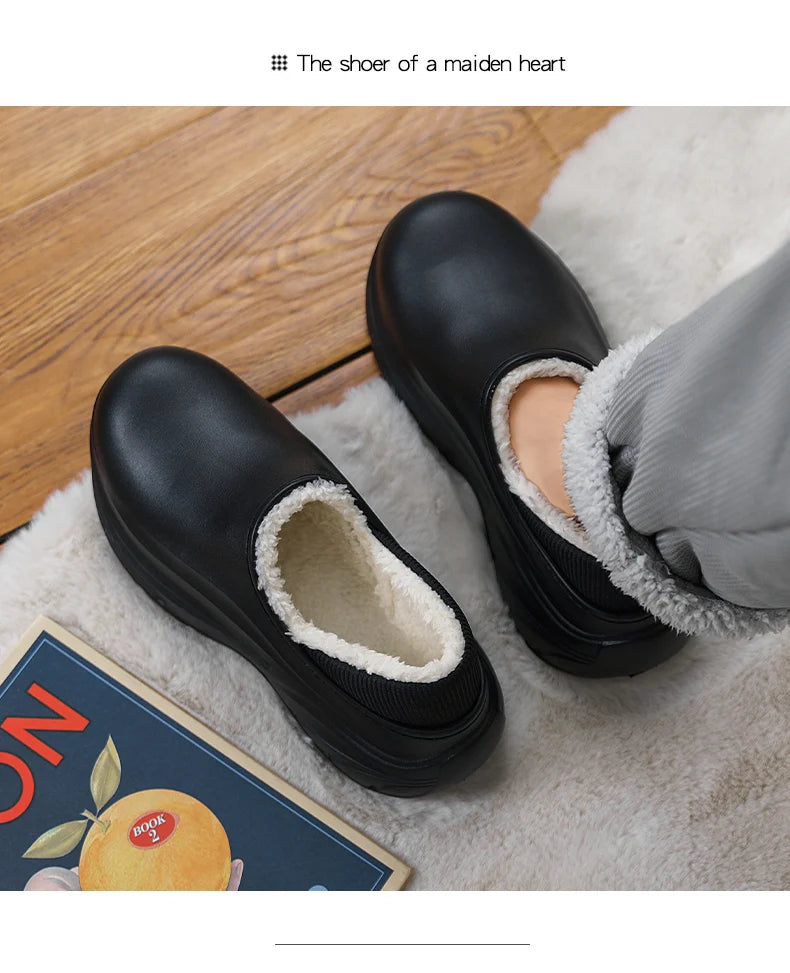 Unisex Home Slipper 2024 New  Winter Waterproof EVA Slippers Plush Warm Lining  Man House Warm Clogs High Quality Women Shoe