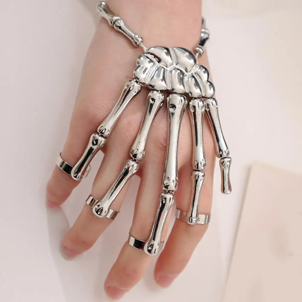 Halloween Hands Bracelet Skeleton Hand Ghost Claw Punk Exaggerated Style Adjustable Elastic Cord Spooky Skull Fingers Wristband