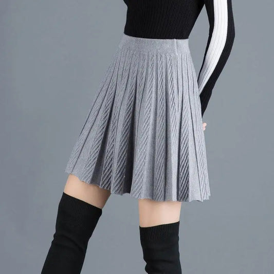 Spring Fashion Korean New Student A-line Half Skirt Women Solid Elastic High Waist Shirring Design Versatile Pleated Half Skirts