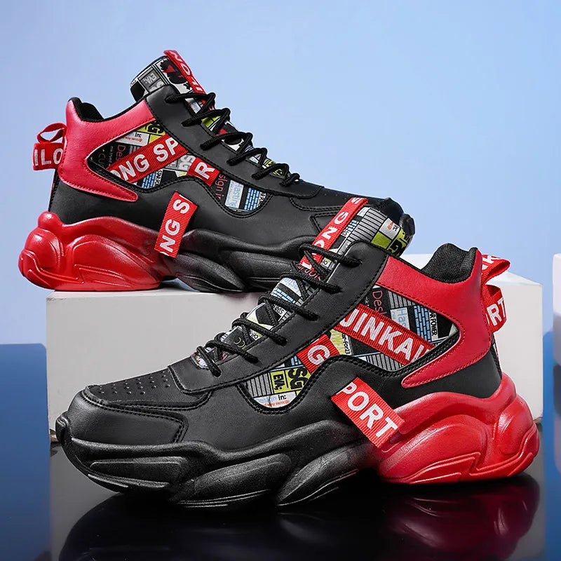 Autumn Winter Fashion Pink High Sneakers for Men Women Breathable Platform Shoes Man Trainers Outdoor Casual Sneakers Men 2025