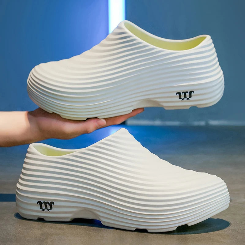 Waterproof Rubber Sandals Soft Comfort Kitchen Chef Shoes for Men Summer Beach Shoes Yacht Outdoor Casual Camping River Creek
