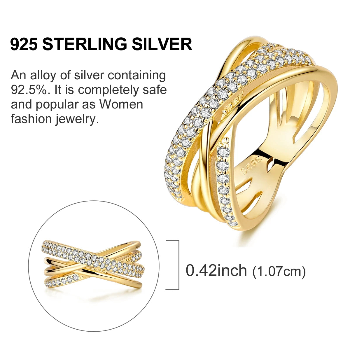 Rings 925 Silver Interwoven Line Rings Zircon Geometric Winding Rings Romantic Engagement Wedding Valentine Fine Jewelry Gift