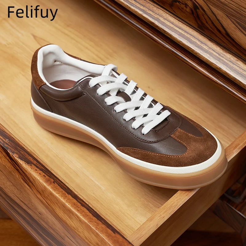Men's Tenis Masculino Shoes Men's Leather Skate Shoes Men Fashion Casual Walking Shoes Classic Flats Men Lace-Up Mens Sneakers