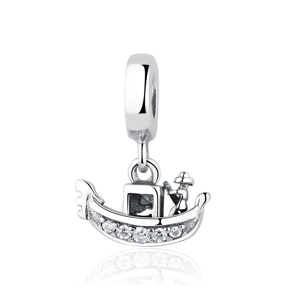 Original 925 Sterling Silver Charms Camera Suitcase London Bus Love Heart Beads Fit Bracelets Necklaces DIY Jewelry Women