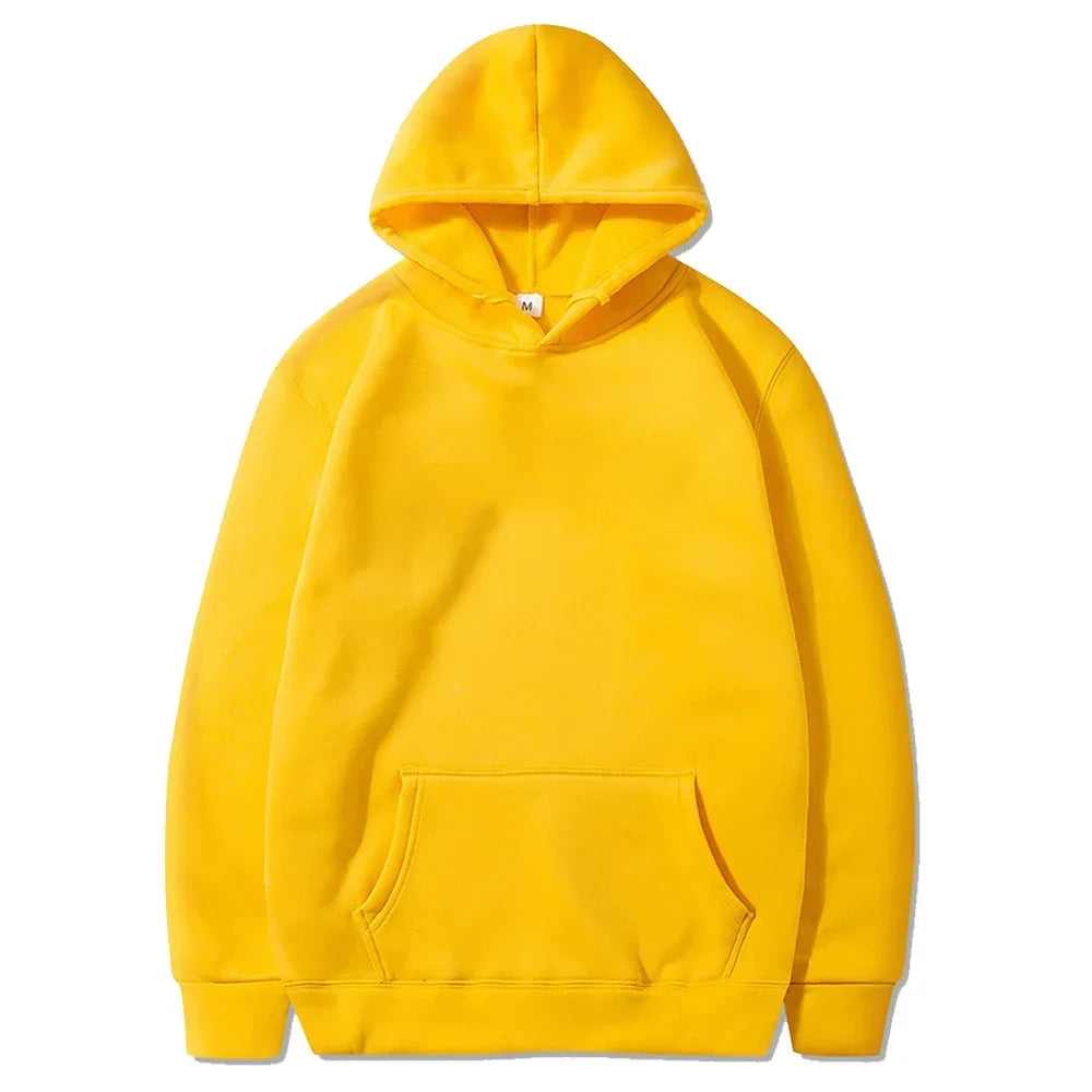 Spring Autumn Men Casual Hoodies Solid Color Fleece Warm Sweatshirts Oversize Male Tops Fashion Hoodie Pullover Multiple Colour