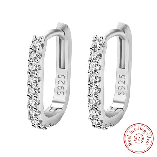 Fashion kpop 925 Sterling Silver luxury Crystal Jewelry Zircon Circle Hoop Earrings for Woman Lady Wedding Party Holiday Gifts