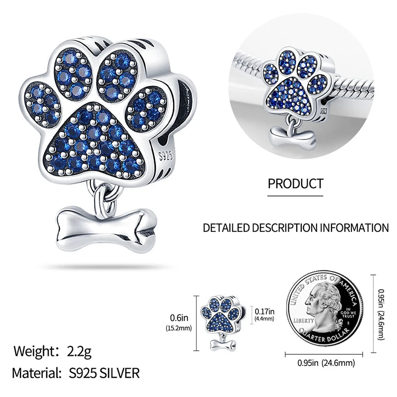New 925 Sterling Silver Charms Fit 3mm Original Bracelets Cat Dog Beads Fine DIY Jewelry Making Women Party Gifts