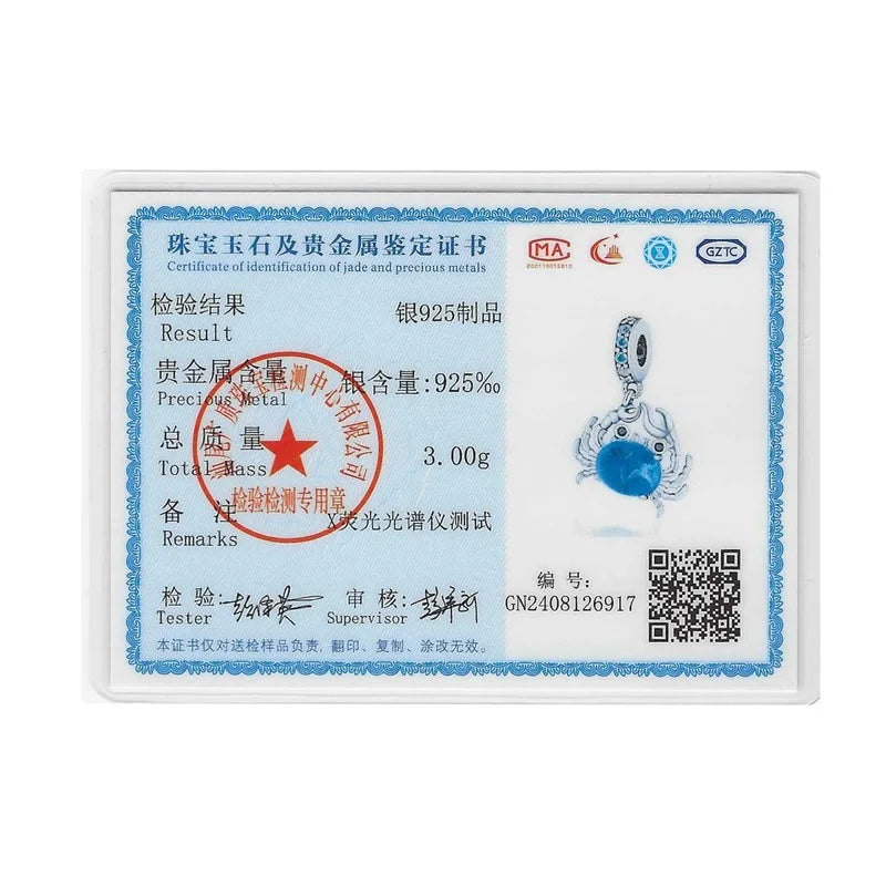 Original 925 Sterling Silver Charms Beads Blue Crab Red Lobster Charms Pendant For Women Fine DIY Bracelet Jewelry Gifts