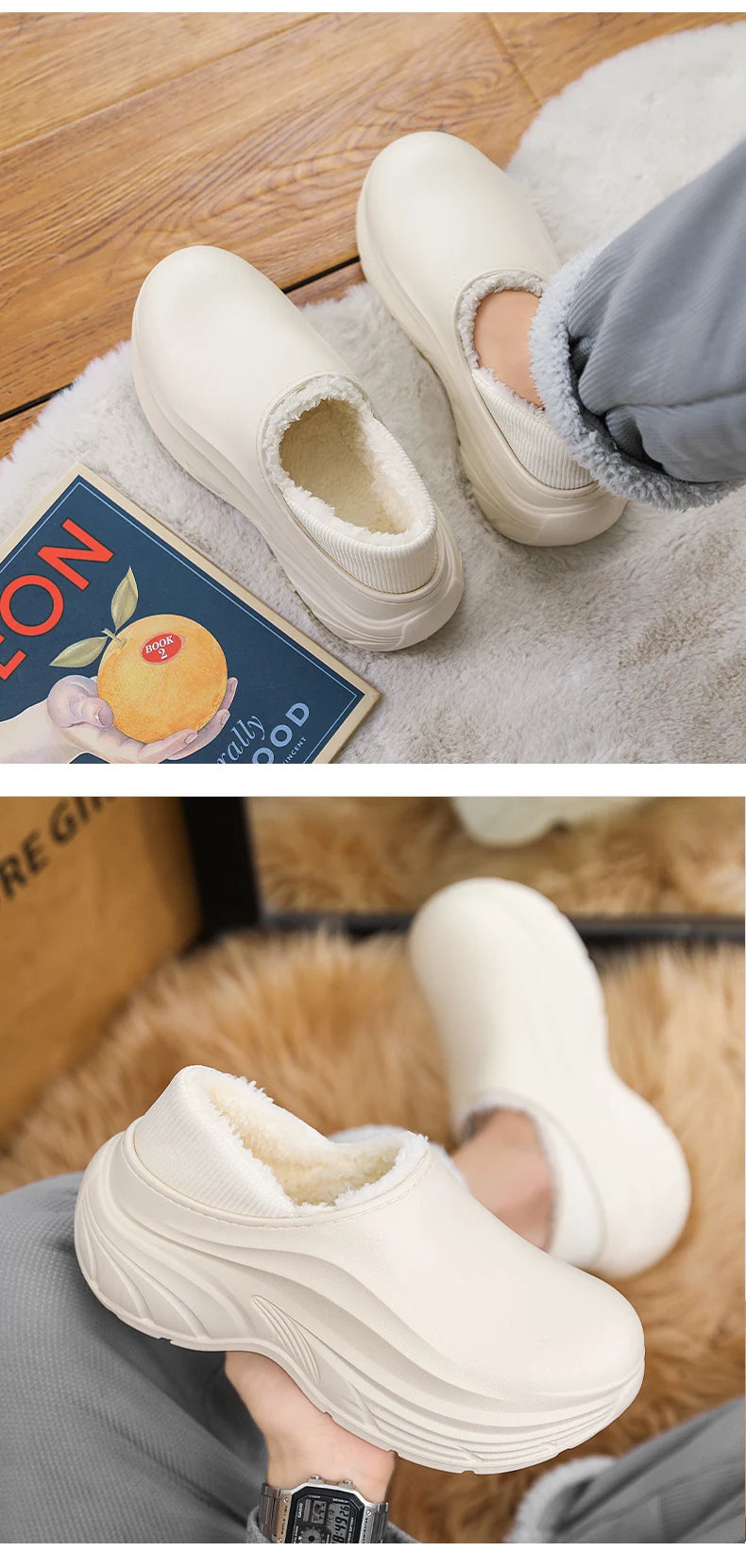 Unisex Home Slipper 2024 New  Winter Waterproof EVA Slippers Plush Warm Lining  Man House Warm Clogs High Quality Women Shoe