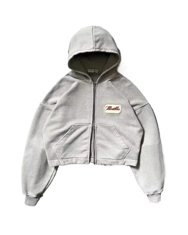 American Y2K New Fashion Trend Fleece Padded Zipper Hoodie Women Street Hip Hop Joker Loose Sweatshirt Couple Casual Punk Hoodie