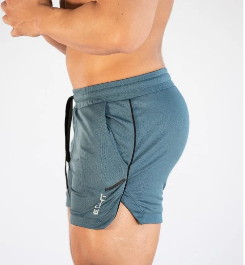 Summer thin mesh sports shorts men's breathable trend muscle fitness training three point pants running casual sports shorts