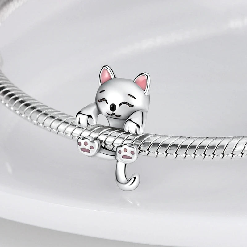 Original 925 Sterling Silver Charms Beads Cute Cat Dog Tiger Koala Animal Charm Pendant For Women Fine DIY Birthday Jewelry Gift