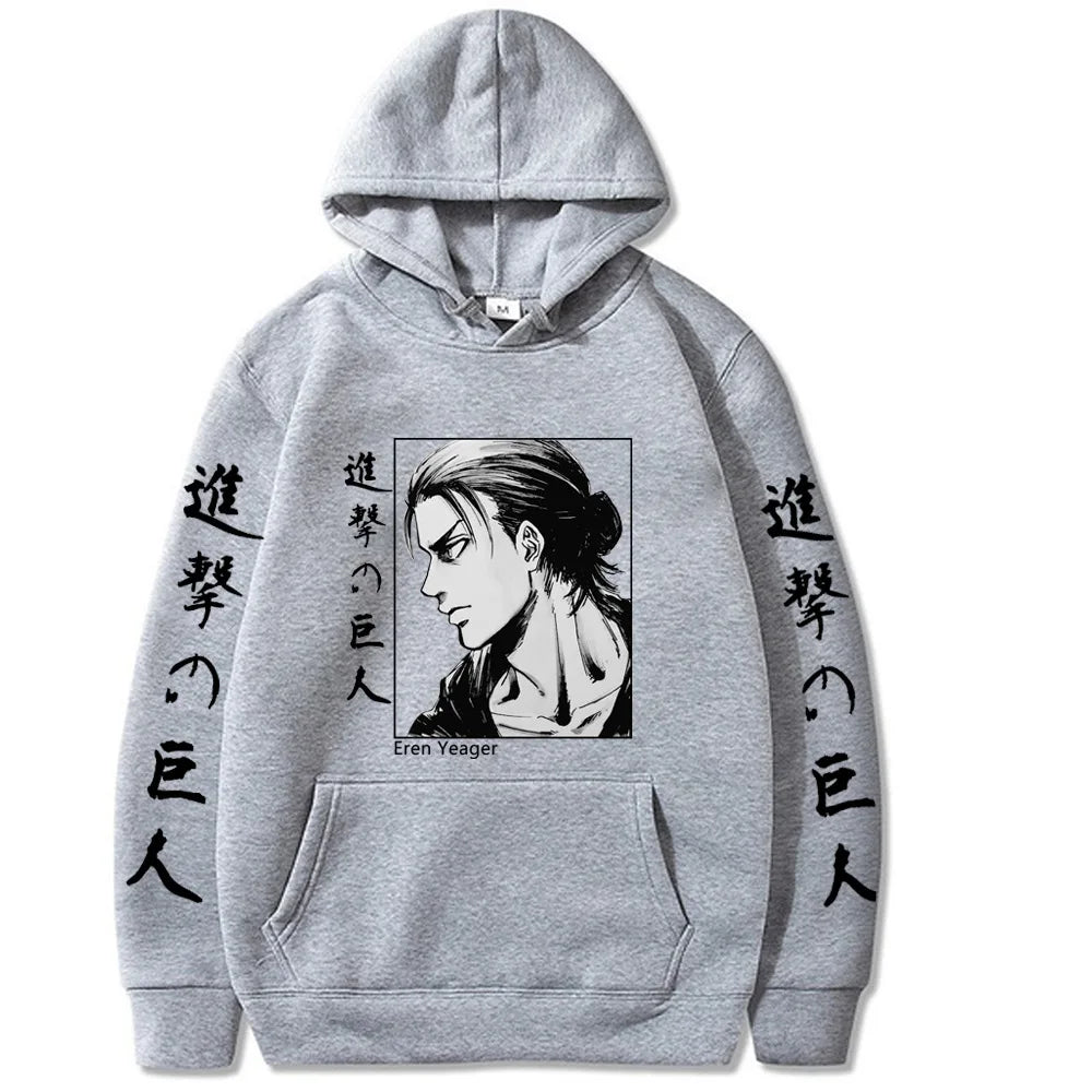 Attack on Titan Eren Yeager Autunm Printed Hoodie Brand Hoody Y2K Clothes Vintage Fashion Casual Unisex Long Sleeve Pullovers