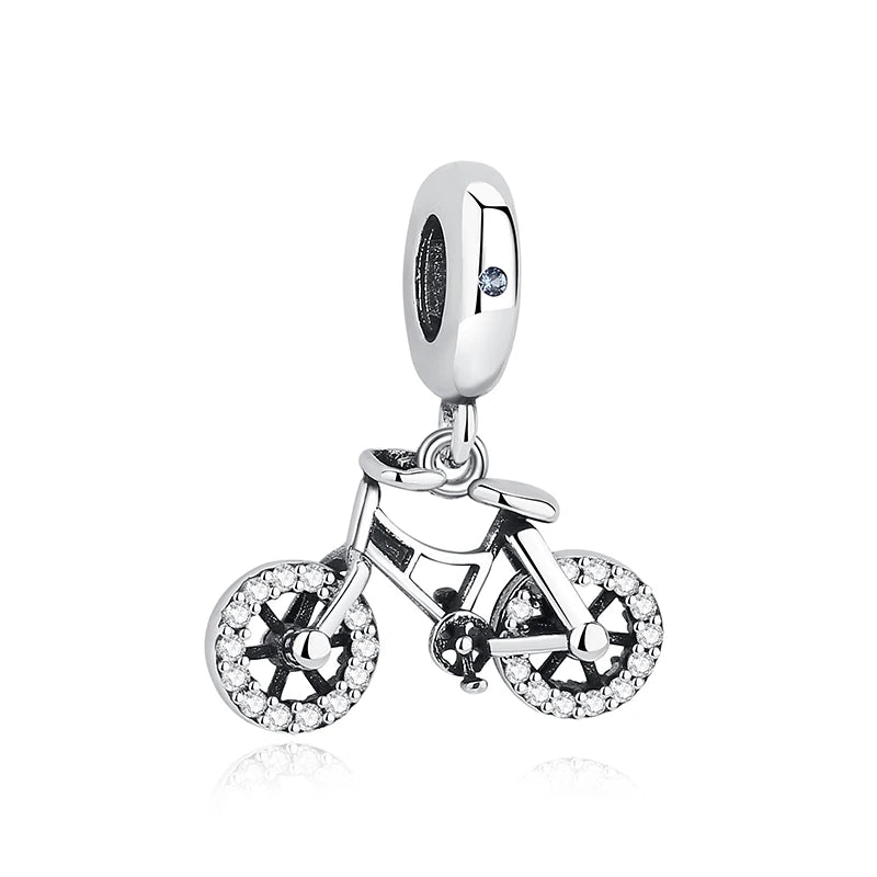 Original 925 Sterling Silver Charms Camera Suitcase London Bus Love Heart Beads Fit Bracelets Necklaces DIY Jewelry Women