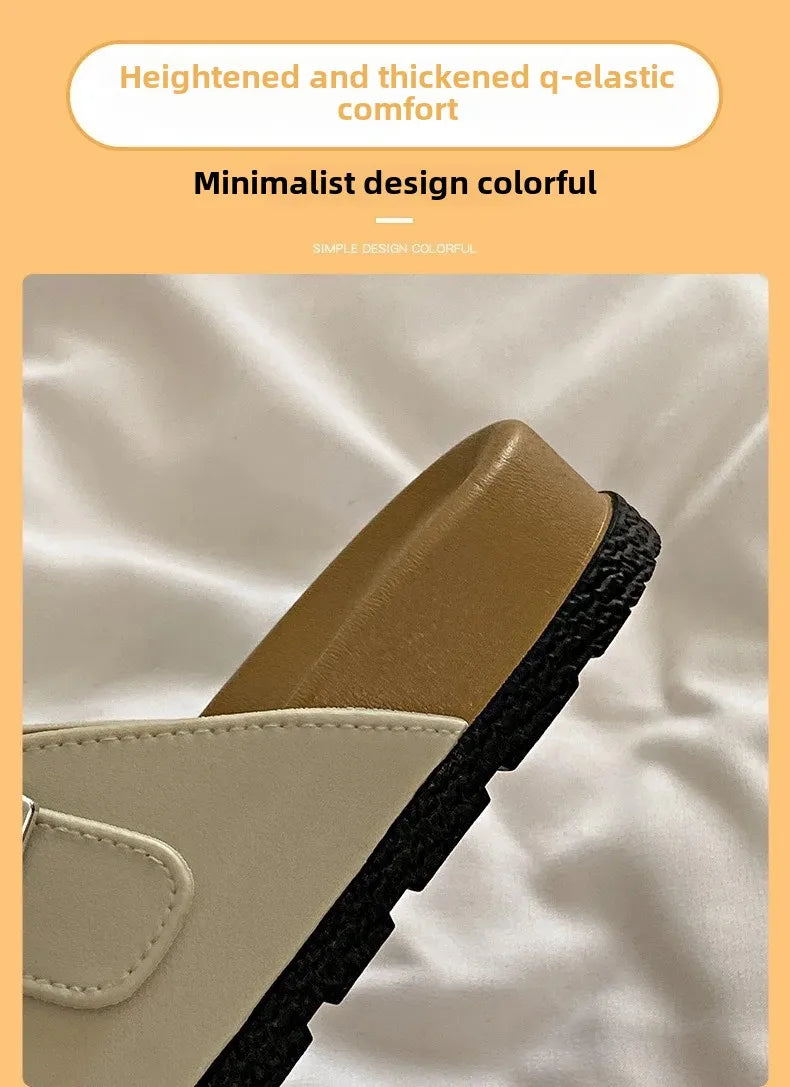Women's Belted Sandals Roman Style PVC Material Open Toe Metal Decorated Flat Heels Spring Summer Outdoor Wear Fashionable Versa