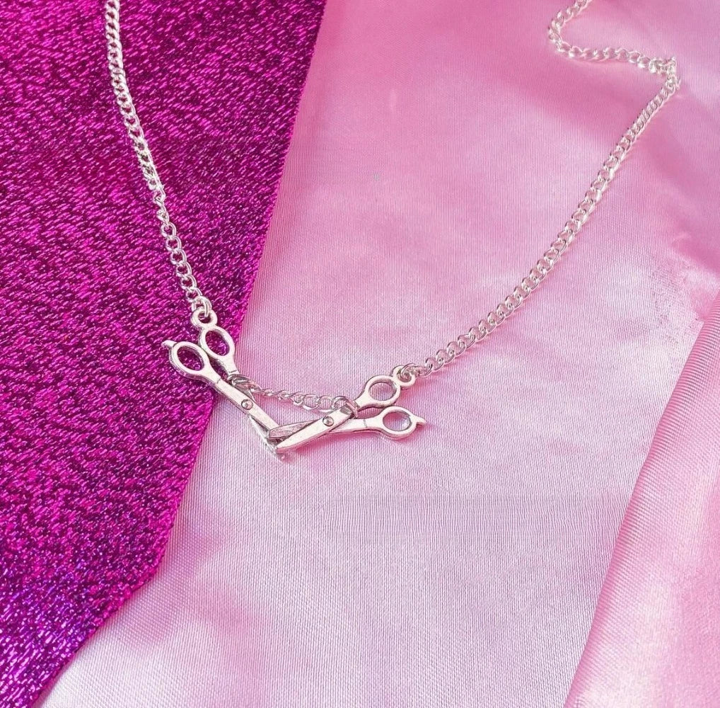 Fashion Personality Two Small Silver Color Scissors Pendant Necklace for Women Halloween Gothic Punk Choker Chain Jewelry Gifts