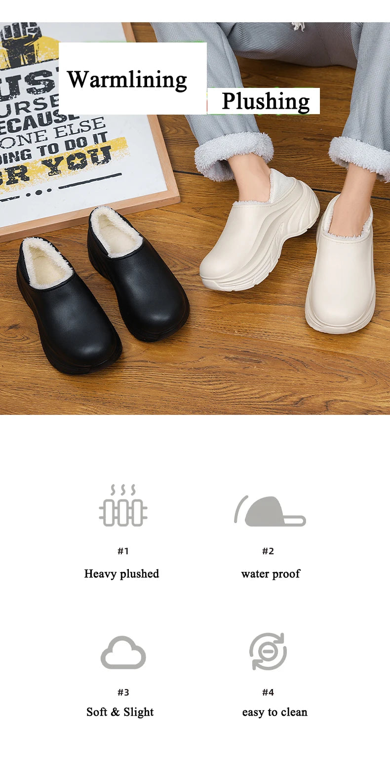 Unisex Home Slipper 2024 New  Winter Waterproof EVA Slippers Plush Warm Lining  Man House Warm Clogs High Quality Women Shoe