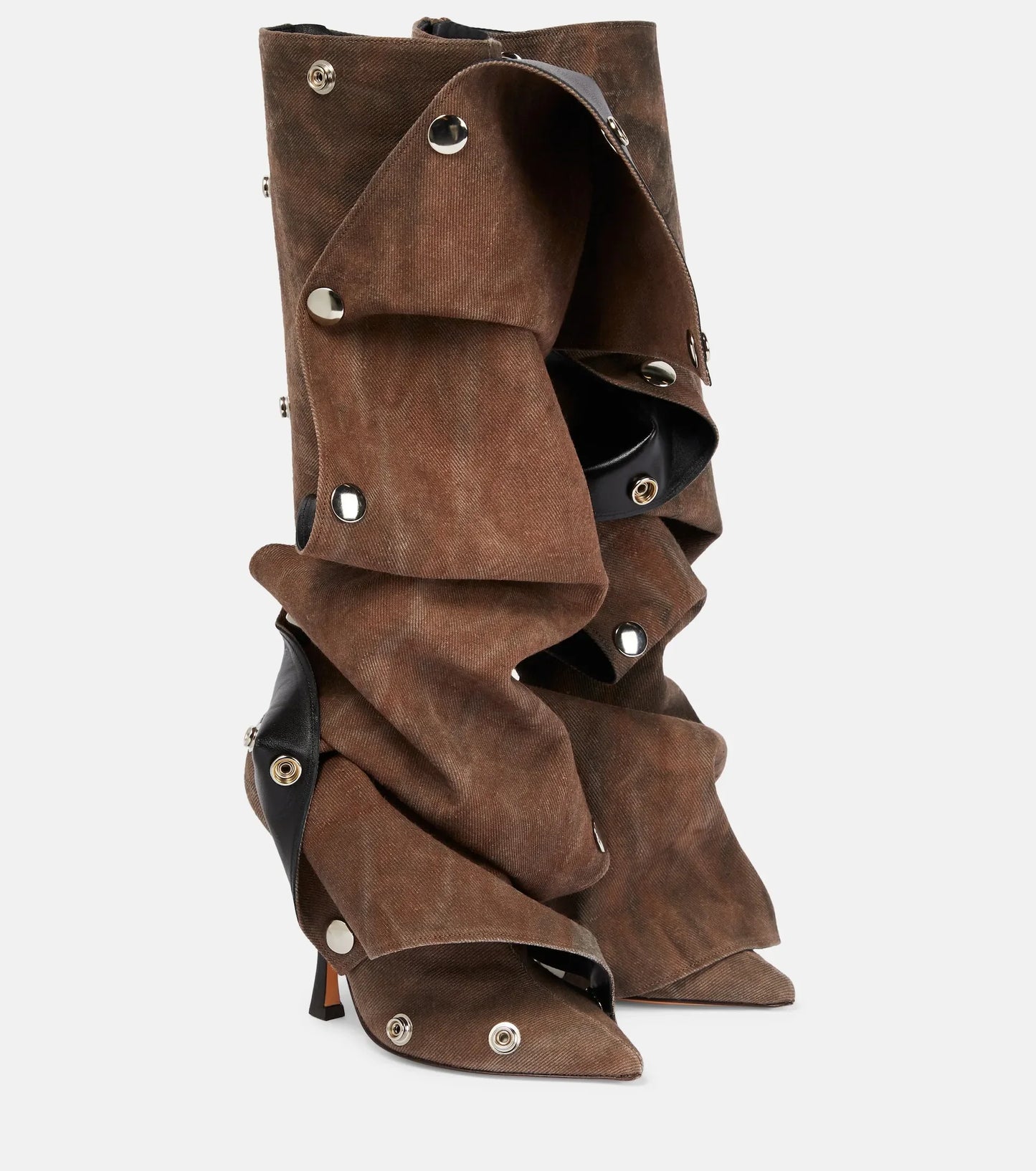 2024 Metal Buckle Detachable Denim Boots 10cm High Heel Boots 35-45 Internet Red Model Fashion Walking Red Carpet Thigh Boots