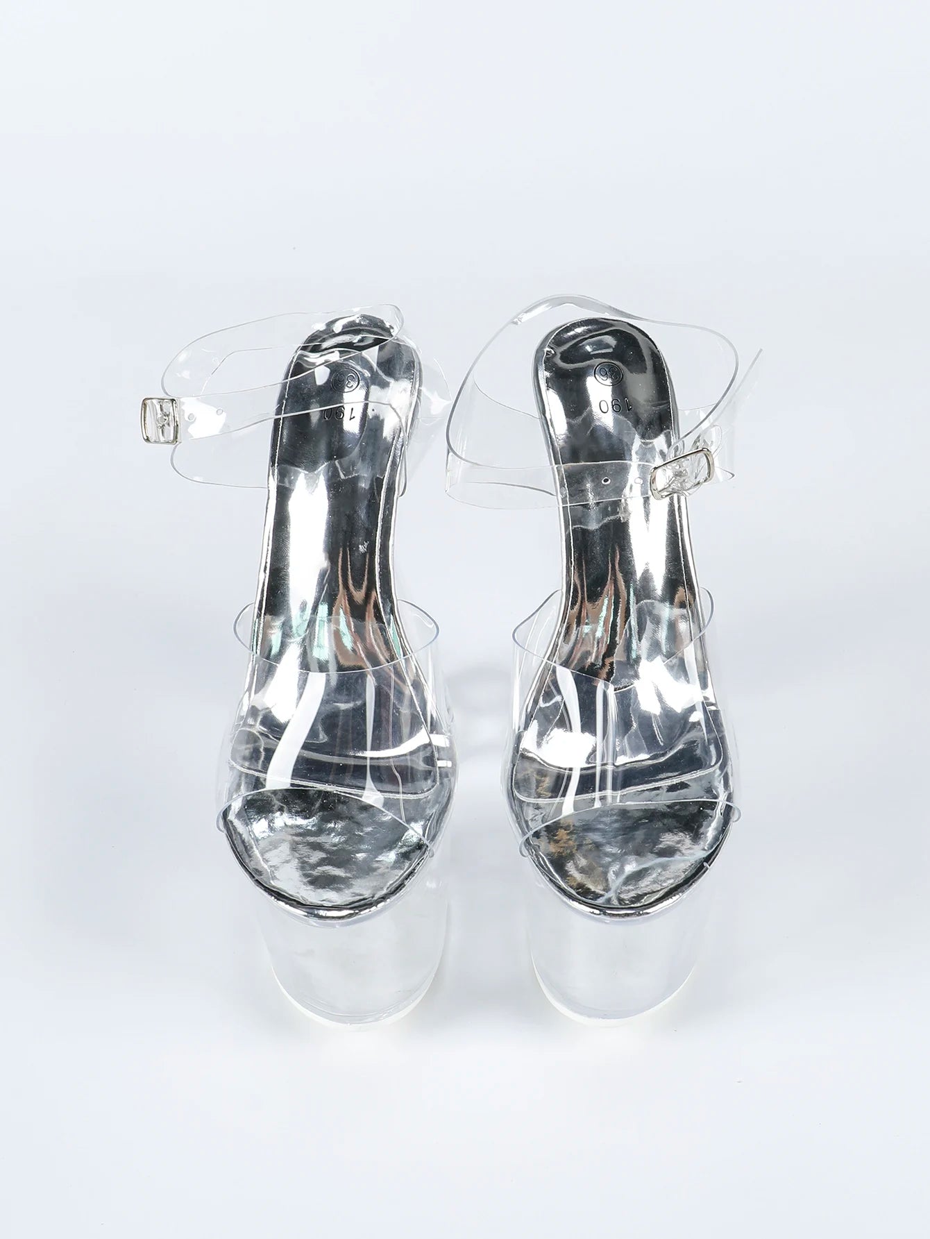 Crystal Clear Shoes For Women 18CM Super High Heel Summer Runway Thick Platform Sandals Transparent PVC Nightclub Exotic Heels