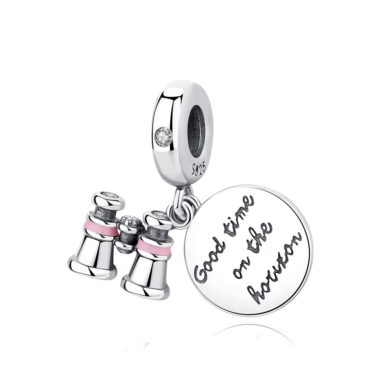 Original 925 Sterling Silver Charms Camera Suitcase London Bus Love Heart Beads Fit Bracelets Necklaces DIY Jewelry Women