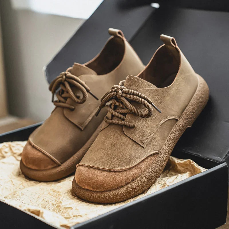 Men's Casual Shoes Comfortable Retro Men's Leather Casual Shoes Men's Fashion Retro Flat Boots for Men Shoes