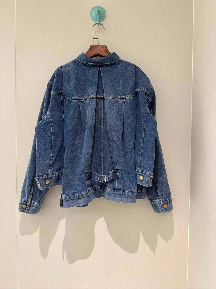 2025fw spring autumn new women's luxury high quality denim jacket female casual cowboy loose coat overcoat 2 color tutu