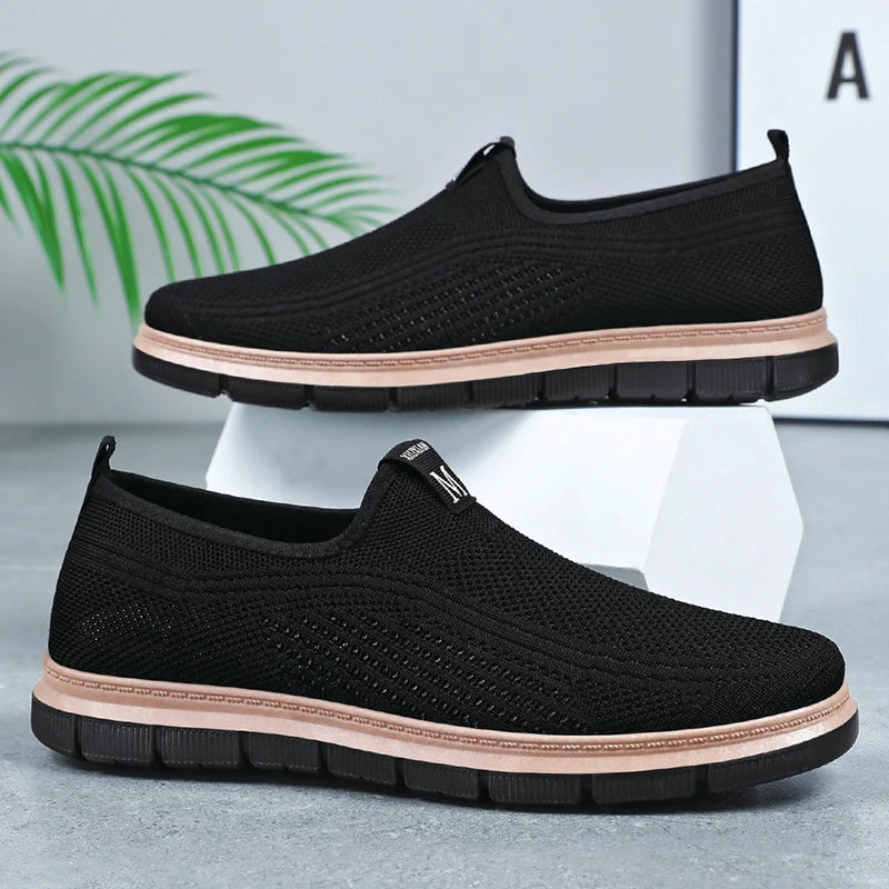 Men's Summer New Loafers Casual Cloth Shoes with Breathable Mesh and Versatile Sneaker Leisure Running Shoes Tenis Masculino
