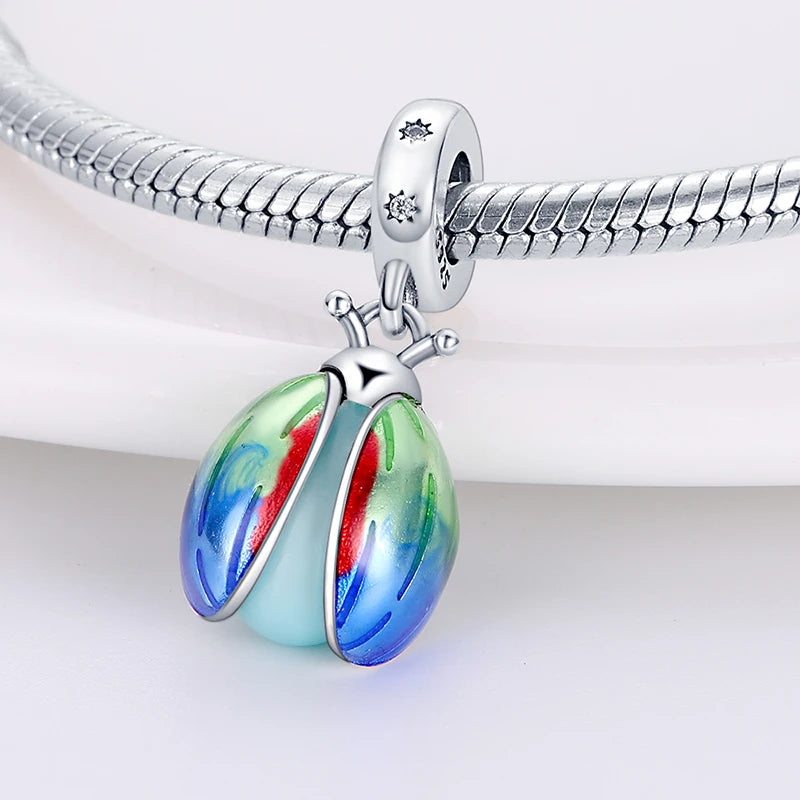 925 Sterling Silver Chameleon Luminous Firefly Butterfly Charms Beads Fit Qikaola 925 Original Bracelets Fine DIY Jewelry Making