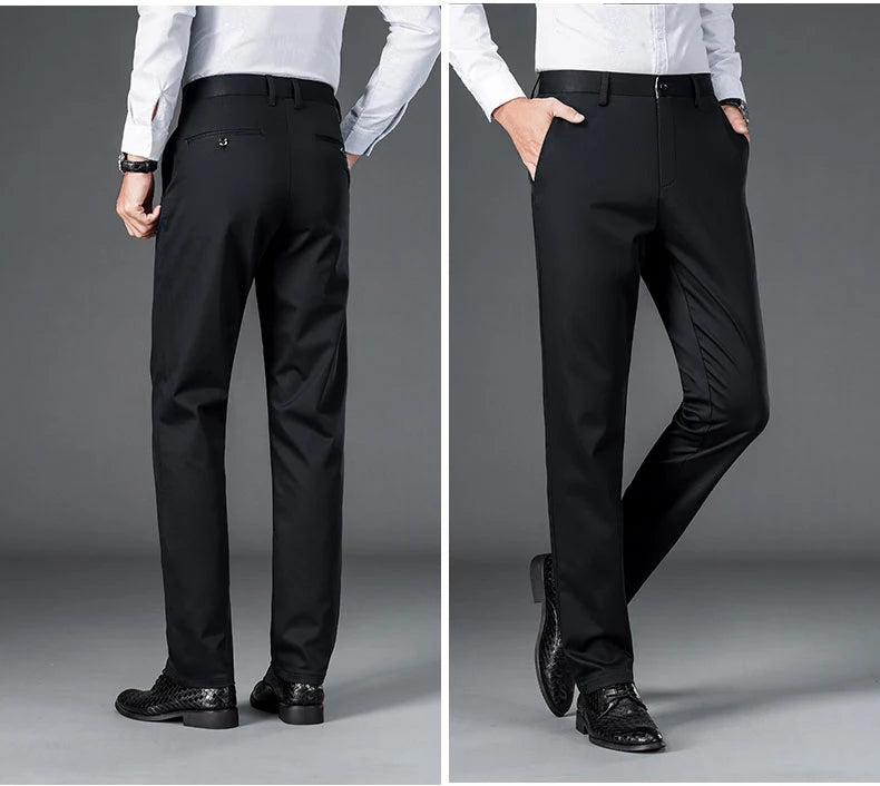 Men's smart casual pants elastic sports men's quick drying pants spring and autumn straight leg office black navy blue work pant