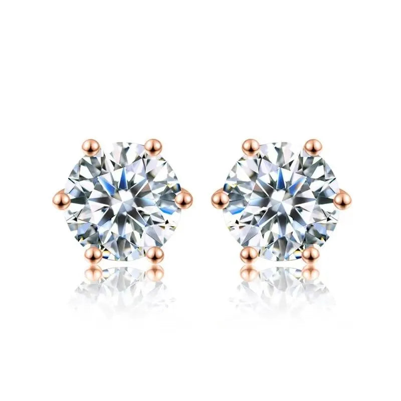 TY D Color Brilliant Round Cut Lab Moissanite Dia Stud Earrings For Women 925 Sterling Silver Plated Wedding Fine Jewelry Gift