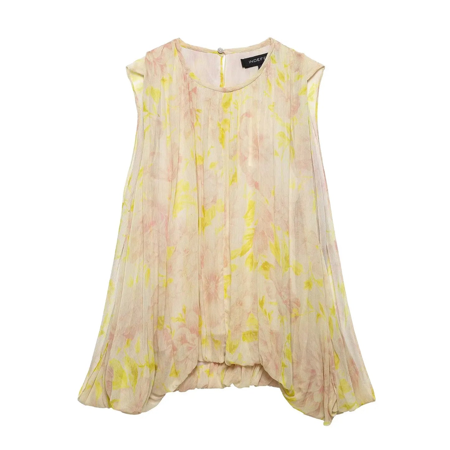 TFMLN Summer Luxury High-End Women Shirt 2025 New Puff Sleeve Chiffon Blouse Back Button Fashionable Feel Beach StylePrint Tops